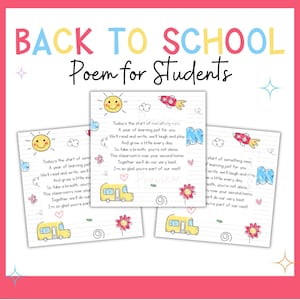Welkom terug op school-gedicht Tags: afdrukbare docentenhandleiding (digitale download)
