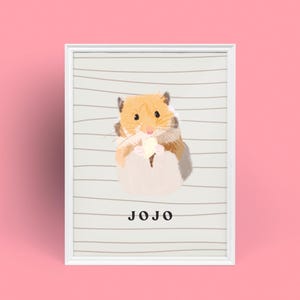 Custom Hamster Portrait From Photo, Custom Pet Gifts, Hamster Wall Art, Custom Hamster Painting, Hamster Lover Gifts, Gift For Hamster Owner