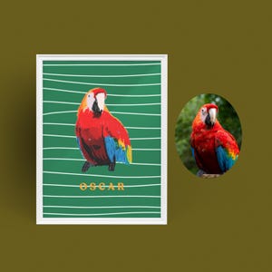 Custom Parrot Portrait, Custom Bird Portrait, Custom Pet Portrait From Photo, Parrot Lover Gifts, Bird Lover Gifts, Pet Memorial Gifts