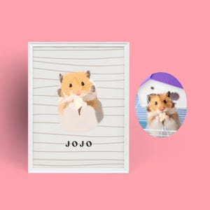 Custom Hamster Portrait From Photo, Custom Hamster Gifts, Custom Hamster Painting, Hamster Drawing, Hamster Lover Gifts, Pet Memorial Gifts