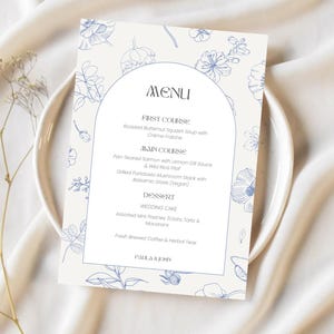 Carte de menu de mariage florale élégante - MODÈLE de menu imprimable | Modèle modifiable DIY | Téléchargement instantané | Décoration de mariage de jardin bohème