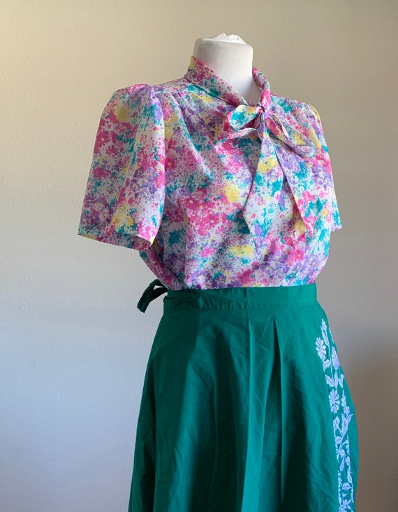 Plus Size Vintage Blouse // 1980's Color Explosion