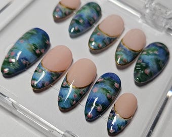 Monet inspirierte Presse auf den Nägeln