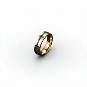 Green Fire Opal & Tungsten Wedding Band, Gold Tungsten 8mm Wedding Ring, Gold Opal Wedding Band, Opal Tungsten Ring, Gift For Her
