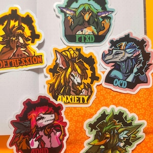 Furry neurospicy sticker: Cute anthro character decal -  Water resistant decor for bike, planner or laptop - 3in | 7cm