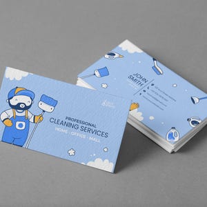 Cleaning Service Business Card Template | Editable Digital Card | Ai Pdf Instant Download | Professional Design for Cleaners