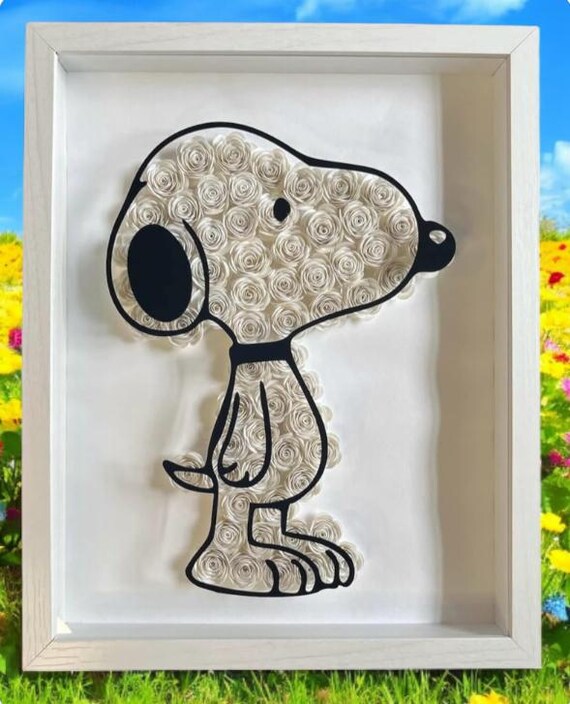 Snoopy Shadow Box: Handmade 3D Paper Flower Cartoon Decor - Etsy