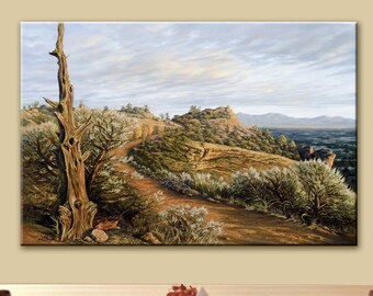 Smith Rock Landscape Painting, Oregon Art Print, Scenic Canvas Wall Art