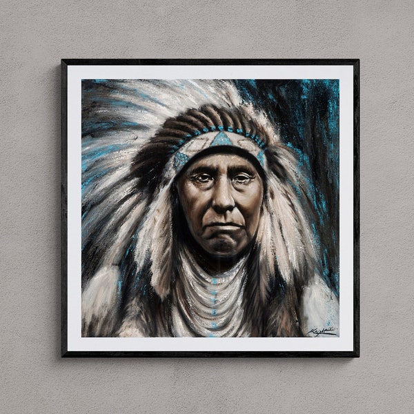 Paper Print, Chief Joseph, Native American Art, Western Painting, Personalized Gift