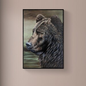 Grizzly Bear Painting, Print on Canvas, Wall Decor, Animal art, Personalized Canvas Print