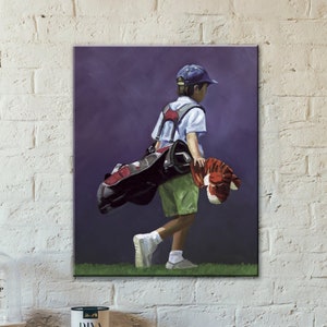 Print on Canvas, Golf Painting, Child Golfing, Fun Golf Art, Personalized Canvas Print, Golf Art, Golf Gift, Sports Painting, Made in USA