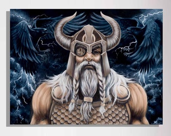 Print on Canvas, Viking, Norse, Fantasy Art, Odin Painting, Personalized, Canvas Print