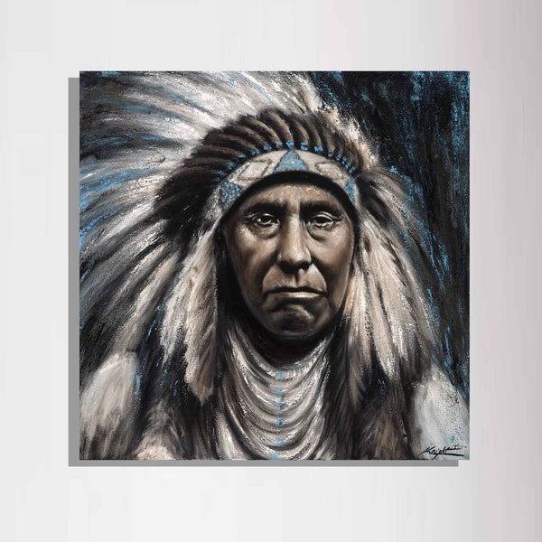 Print on Canvas, Chief Joseph, Native American Art, Western Painting, Personalized Canvas Print