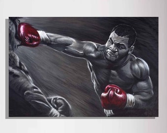 Print on Canvas, Mike Tyson, Boxing Art, Wall Decor, Painting, Canvas Print, Personalized