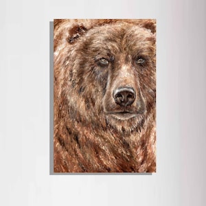 Print on Canvas, Grizzly Bear, Animal Painting, Wall Decor, Personalized Canvas Print image 1