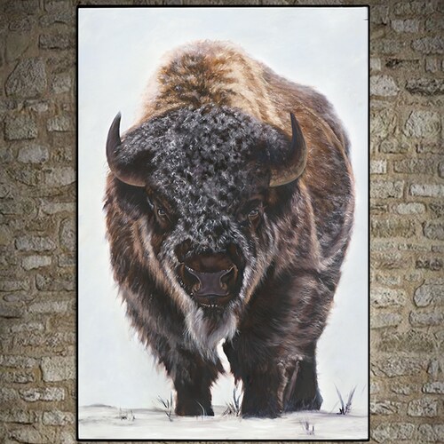 Print on Canvas Buffalo Painting Bison Wildlife Art - Etsy