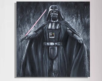 Print on Canvas, Darth Vader painting, Star Wars artwork, Light Saber, Sci fi art,  Personalized Canvas print