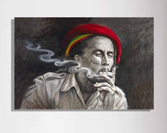 Print on Canvas, Marijuana Painting, Bob Marley Art, Canvas Print,  Personalized