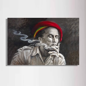 Print on Canvas, Marijuana Painting, Bob Marley Art, Canvas Print,  Personalized