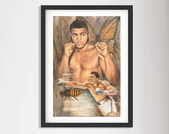 Paper Print, Muhammad Ali, Boxing Painting, Sport Art, Personalized Gift