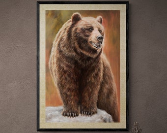 Bear print on Paper, Grizzly Bear, Animal Painting, Wall Decor, Personalized Gift