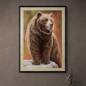 Bear print on Paper, Grizzly Bear, Animal Painting, Wall Decor, Personalized Gift