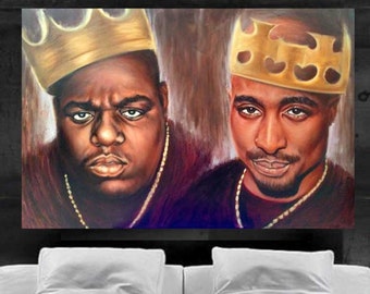 Print on Canvas, 2pac , Tupac, Biggie , Notorious Big, Hip hop Painting, Personalized Canvas Print