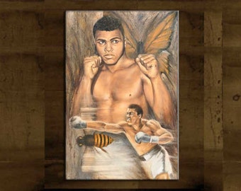 Print on Canvas, Muhammad Ali Boxer Painting Sport Art Personalized Canvas Print