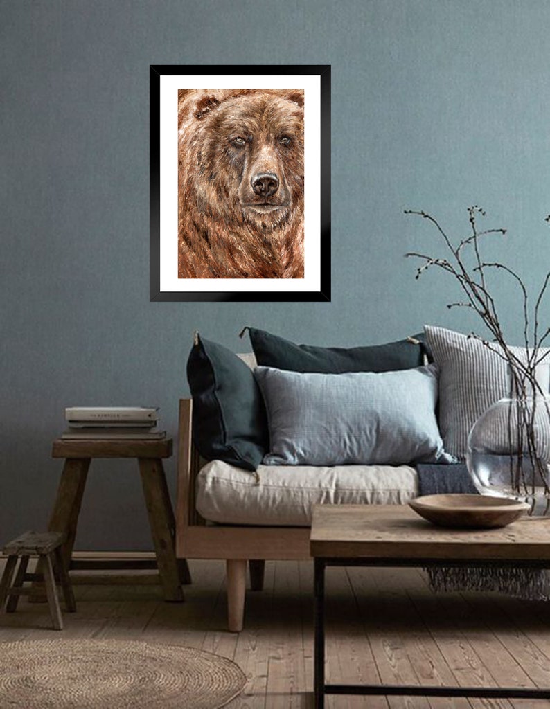 Print on Canvas, Grizzly Bear, Animal Painting, Wall Decor, Personalized Canvas Print image 3