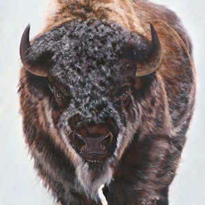 Print on Canvas, Buffalo Painting Bison Wildlife Art Personalized Canvas Print image 2