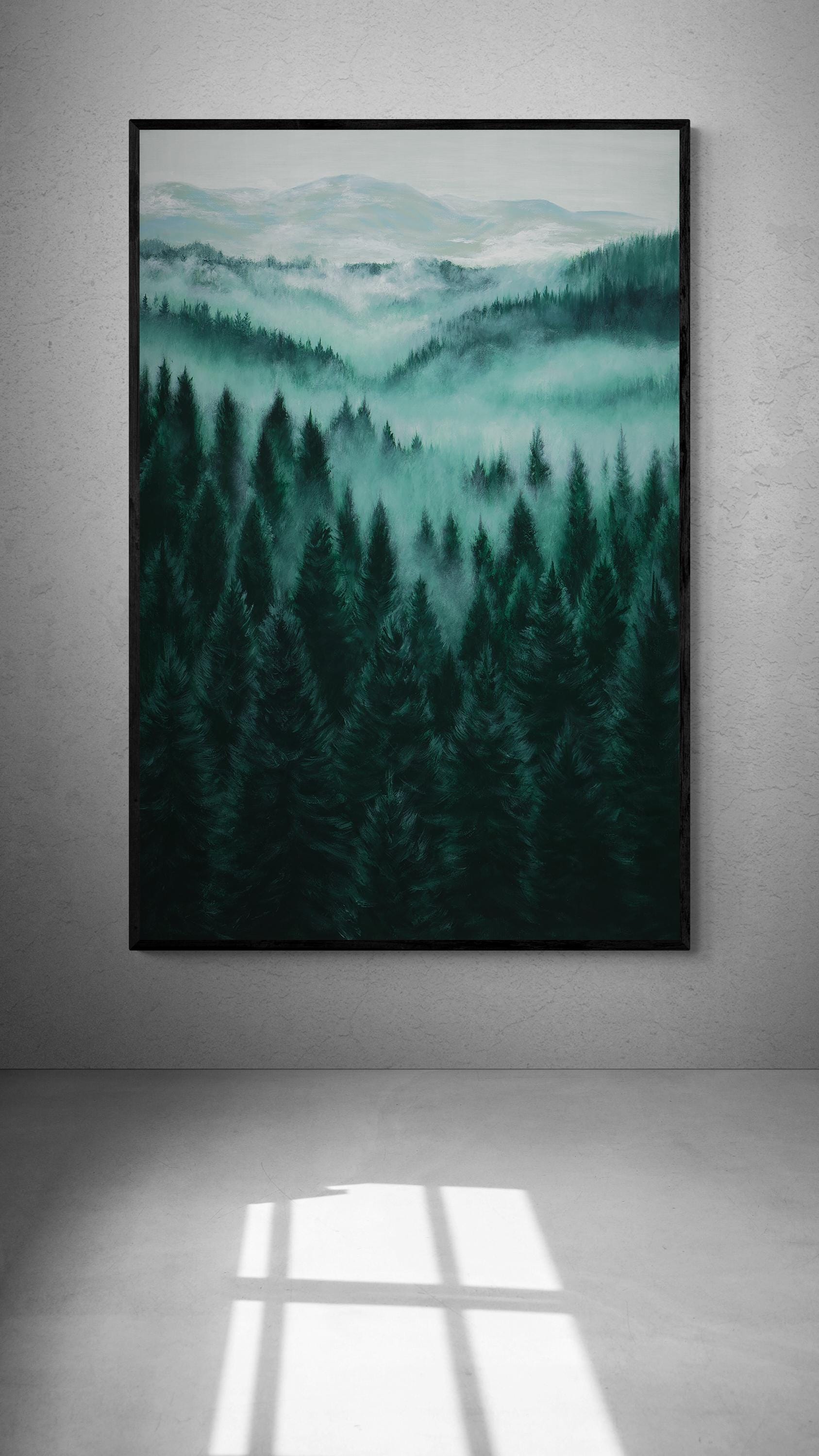 Misty Mountain Pine Tree Canvas Print, Foggy Forest Art - Etsy