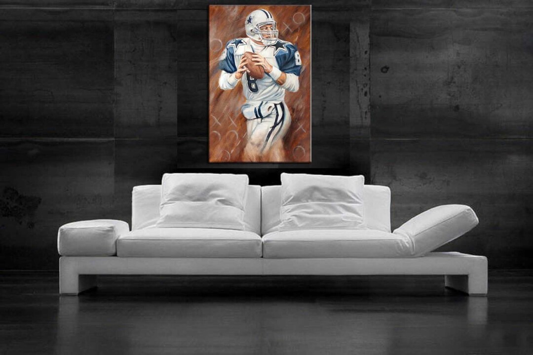 Troy Aikman Painting, Dallas Cowboys Art, Football Canvas Print - Etsy
