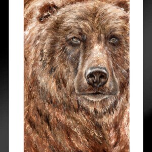 Print on Canvas, Grizzly Bear, Animal Painting, Wall Decor, Personalized Canvas Print image 2