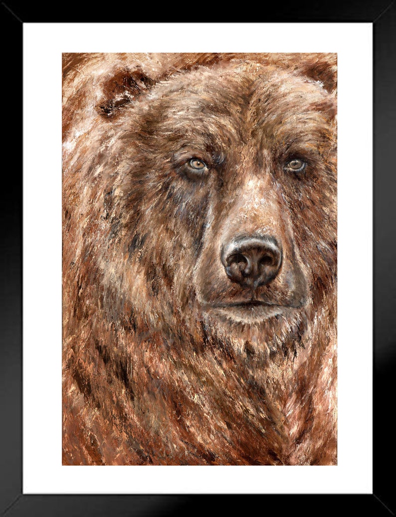 Print on Canvas, Grizzly Bear, Animal Painting, Wall Decor, Personalized Canvas Print image 2