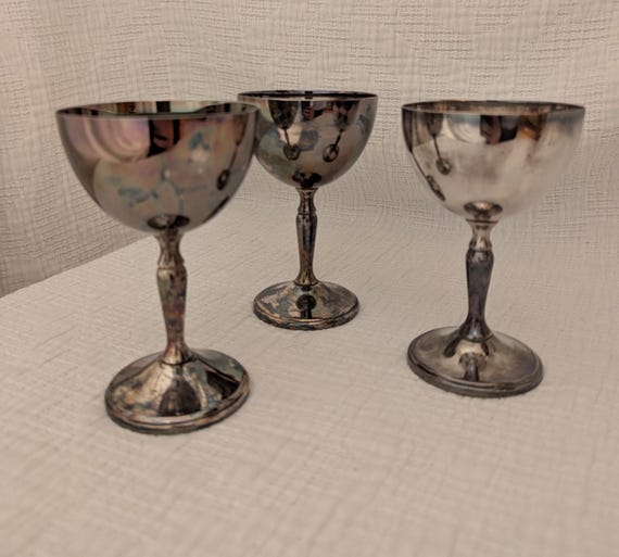 Vintage Viking Plates EP Brass Lead Mounts Goblets Made in Canada