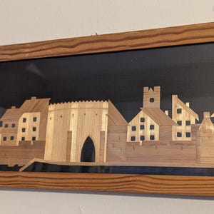 Vintage Stroh-Intarsien-Grafik