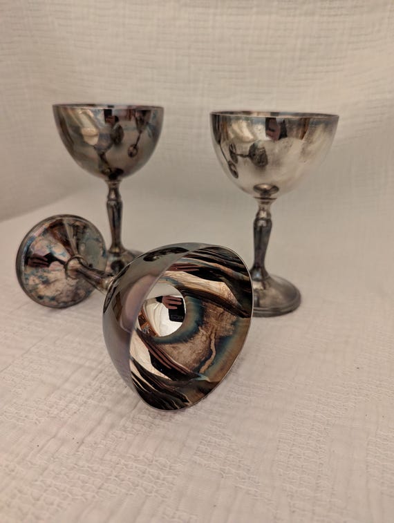Vintage Viking Plates EP Brass Lead Mounts Goblets Made in Canada