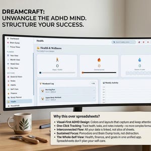 ADHD Digital Planner Web App | Minimalist Daily Planner with Calendar, Habit Tracker & Focus Timer