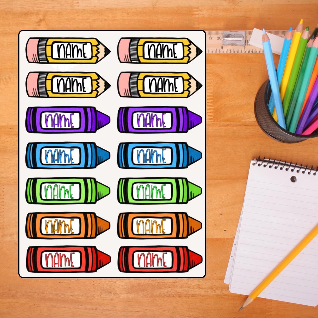 Kids School Name Labels, Pencil Box Labels, Water Bottle Labels ...