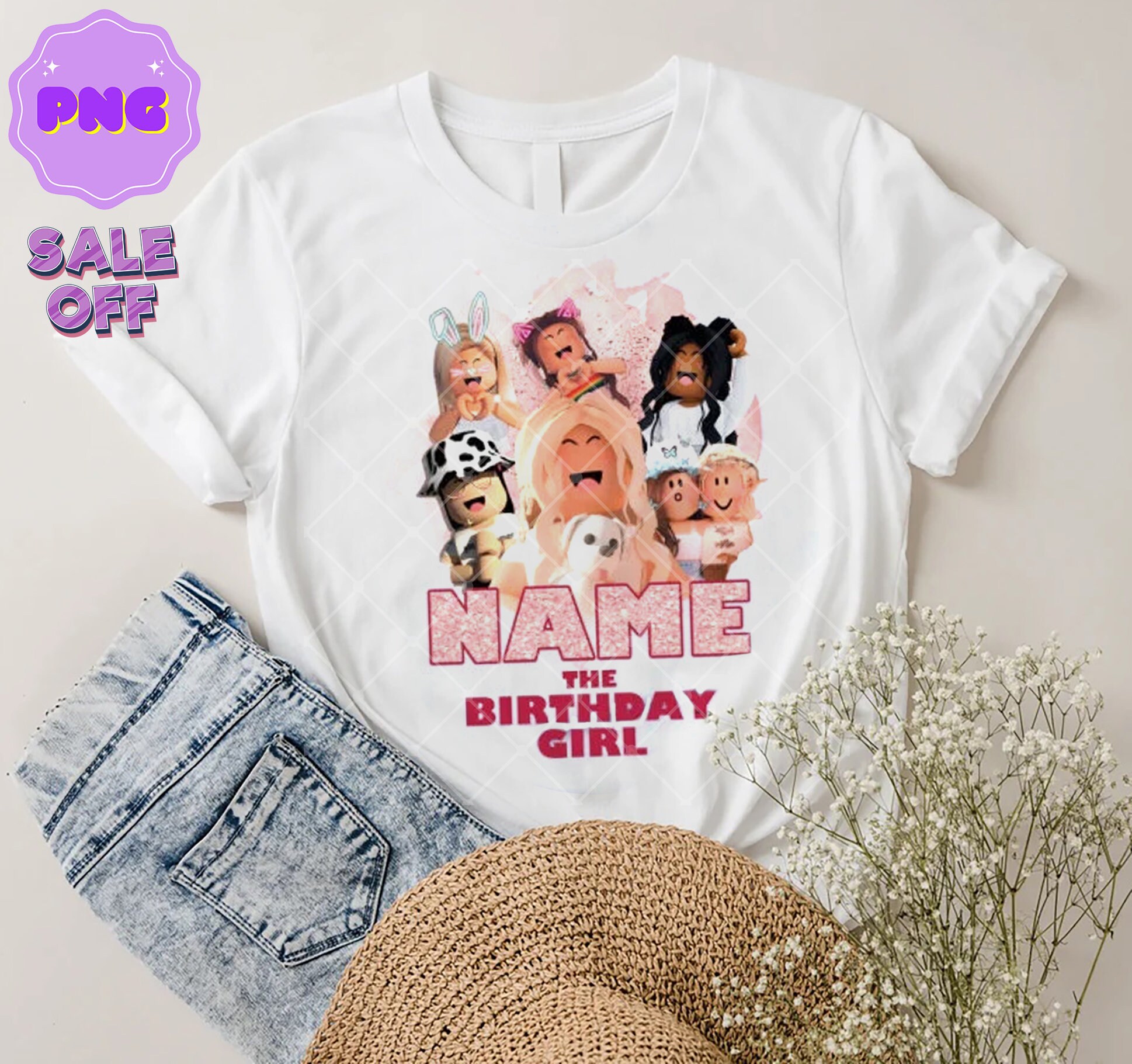 Roblox Birthday Party Shirt PNG, Roblox, roblox girl, birthday party,  birthday girl, guests, High resolution, sublimation, printable HTV