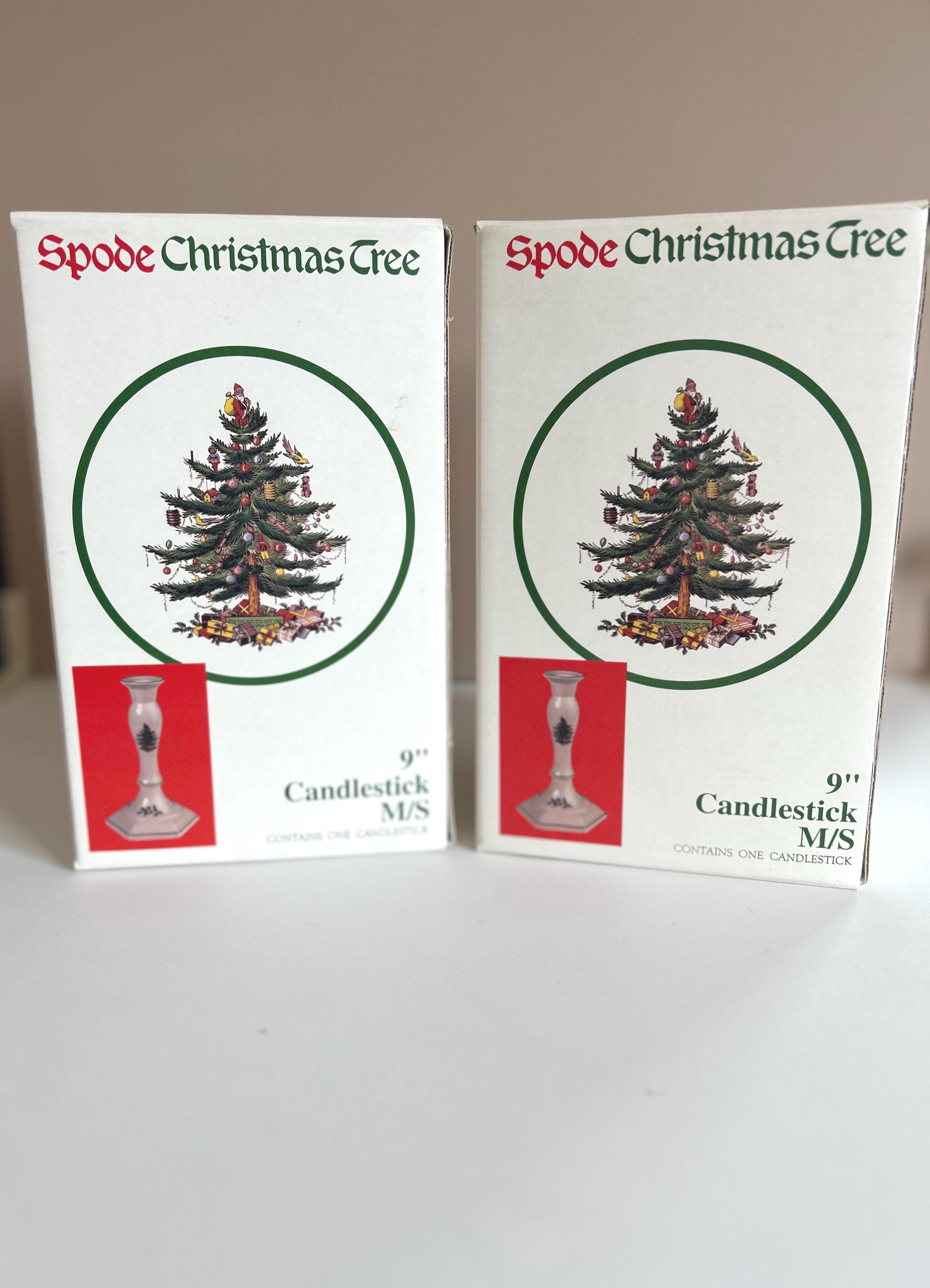 Vintage Spode Christmas Tree Candlestick Pair: 9