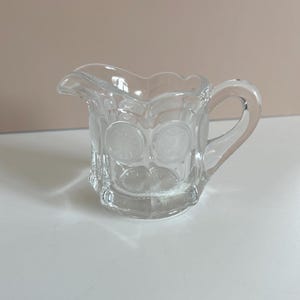 Vintage Fostoria Coin Dot Glass Creamer Pitcher • Liberty Bell Pattern • 1935–1955