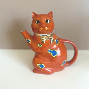 Rare Goldcastle Japan Cat Teapot – Hand Painted Vintage Kitsch Ceramic – 1950s Mid Century Novelty Tea Pot – Collectible Japan Import