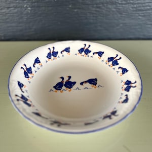 Vintage Hankook Blue Goose Soup Bowl - Country Farmhouse Ceramic Dish