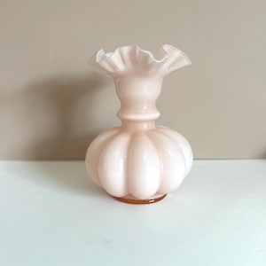 Fenton Rose Pink Overlay Melon Vase - Etsy