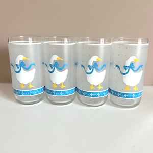 Vintage 1980s Goose Tumblers  Frosted Glassware With Blue Bows, Set of 4 -  Etsy