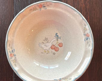 Cuenco vintage de cerámica internacional "Mermelada" con forma de ganso y cereza: vajilla encantadora de estilo rústico/cottagecore