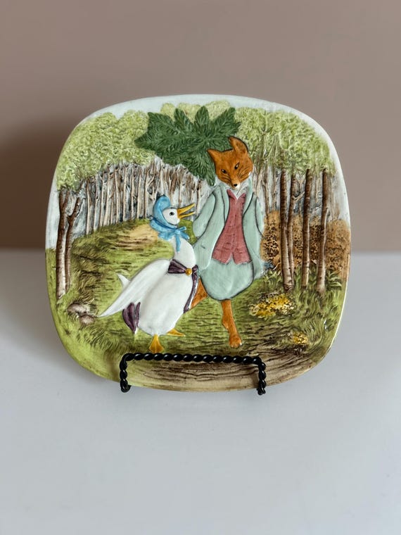 beswick theminstrel 陶器 Vintage 1979 Beswick Beatrix Potter Plate: Jemima Puddle-duck & Mr