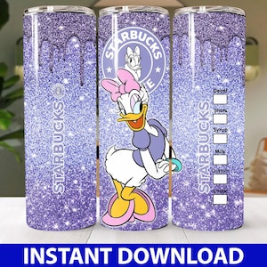 Daisy Duck Bling Skinny Tumbler PNG, Dlsney Tumbler, Mouse & Friends Goofy Donald Cartoon Tumbler Wrap Sublimation Png Instant Download