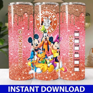 Mouse and FriendsCoffee Skinny Tumbler PNG, Dlsney Mouse Tumbler, Mouse & Friends Cartoon Tumbler Wrap Sublimation Png Instant Download